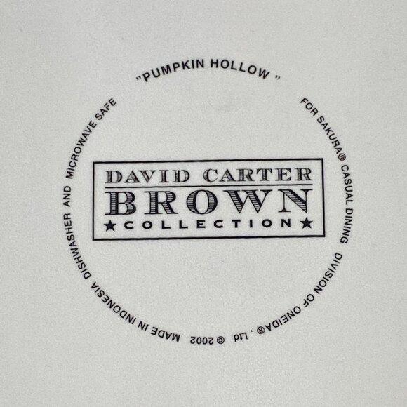 VTG Sakura Pumpkin Hollow David Carter Brown Plates Black Cat & Jack O' Lanterns - Picture 8 of 12